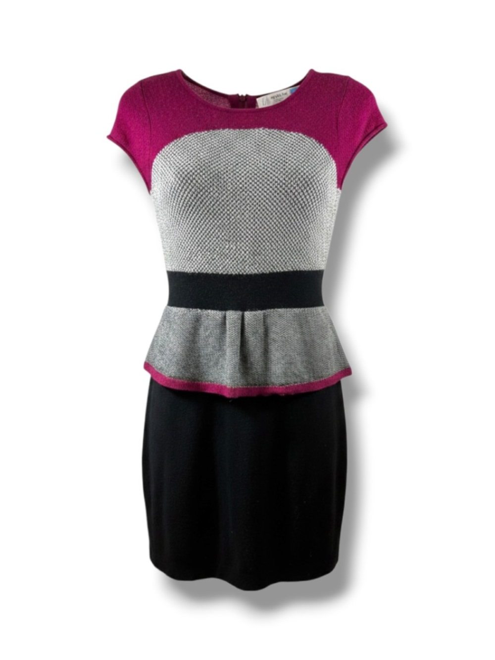 Sparrow Anthropologie NWOT Mini Dress Colorblock Peplum IN Black Magenta Size XS